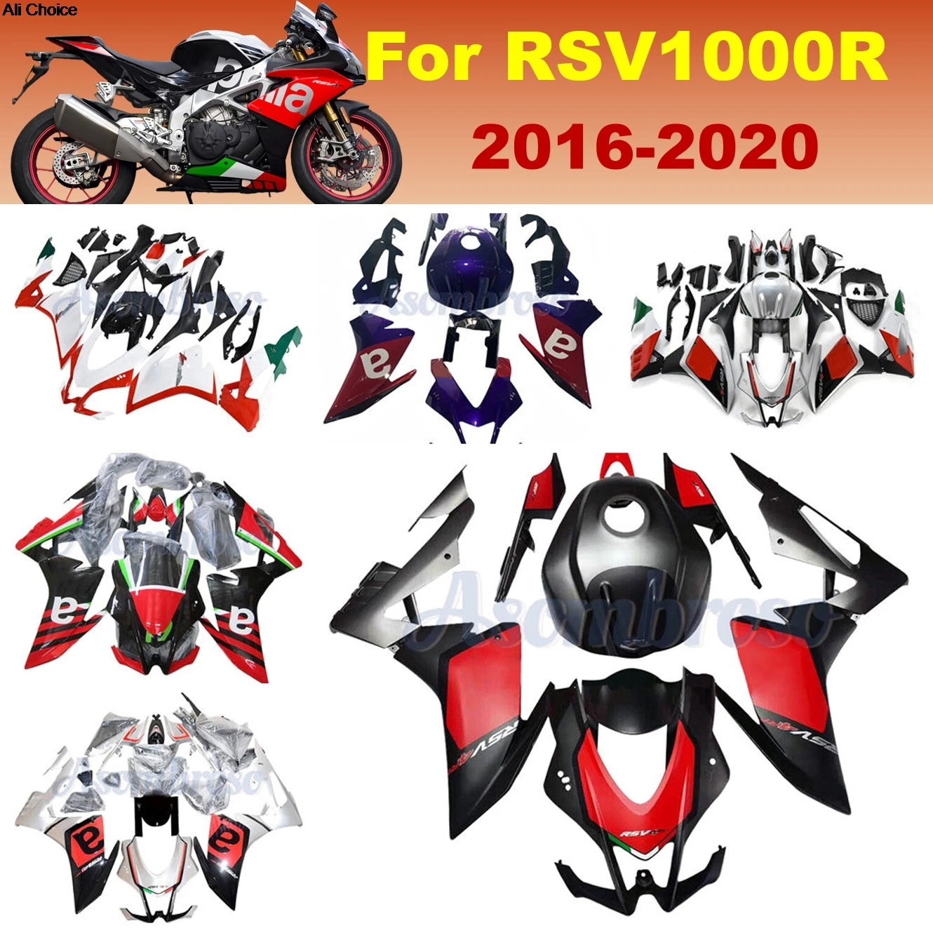 

Fairing kit For Aprilia RSV1000 2016 2020 2017 2018 2019 RSV1000R Custom Cowling RSV4 Bodywork Shell