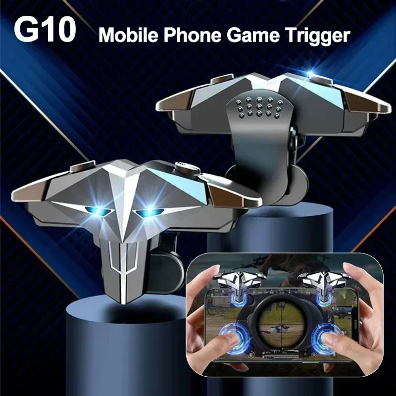 G10 4 Finger Mobile Phone Game Trigger for PUBG Aim Shooting Free Fire L1 R1 Gamepad Joystick for IOS Android Gaming Accessories