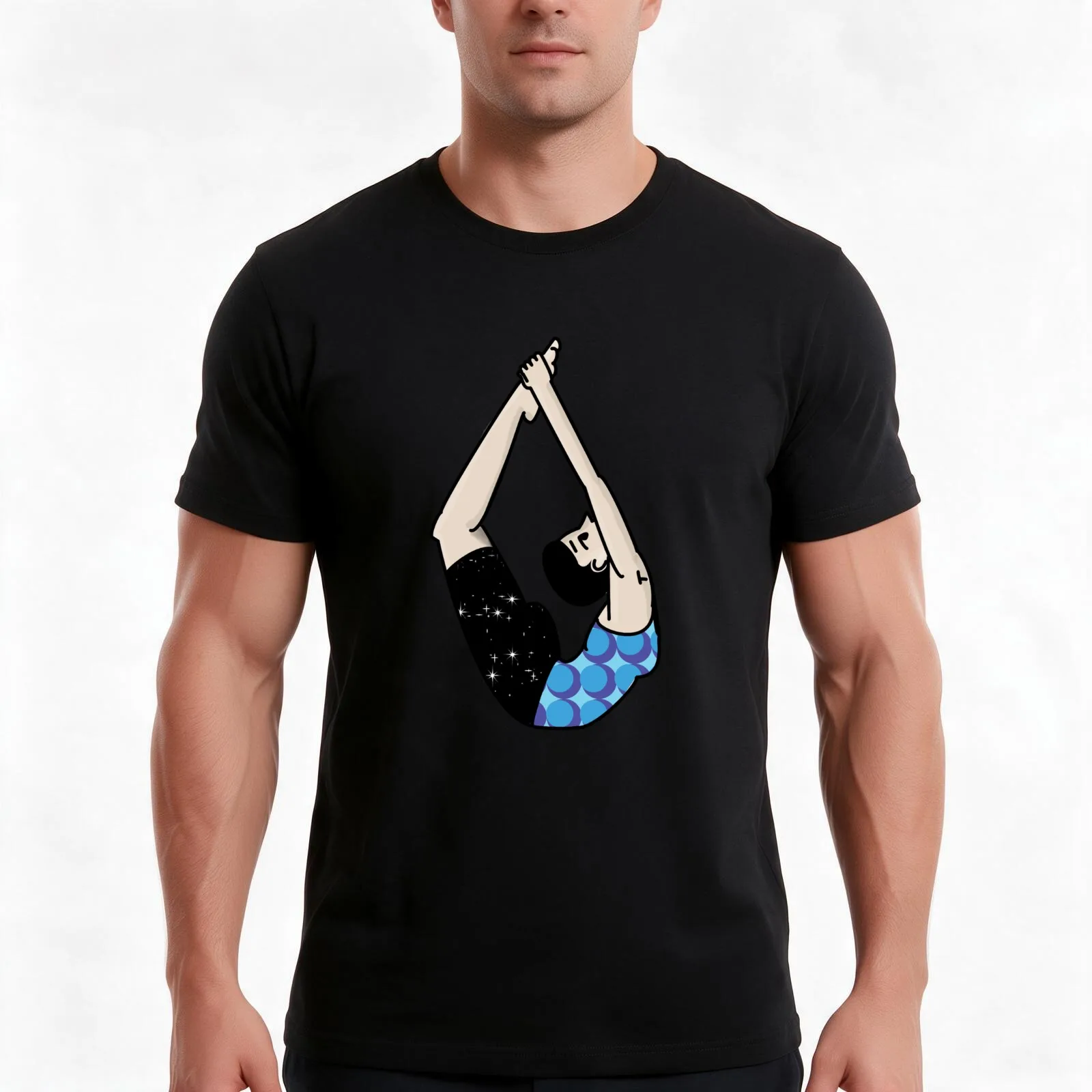 Bow Pose T-Shirt, Summer Casual Cotton Tee, Oversized Streetwear Tops, Vintage Graphic Print, Loose Fit Short Sleeve