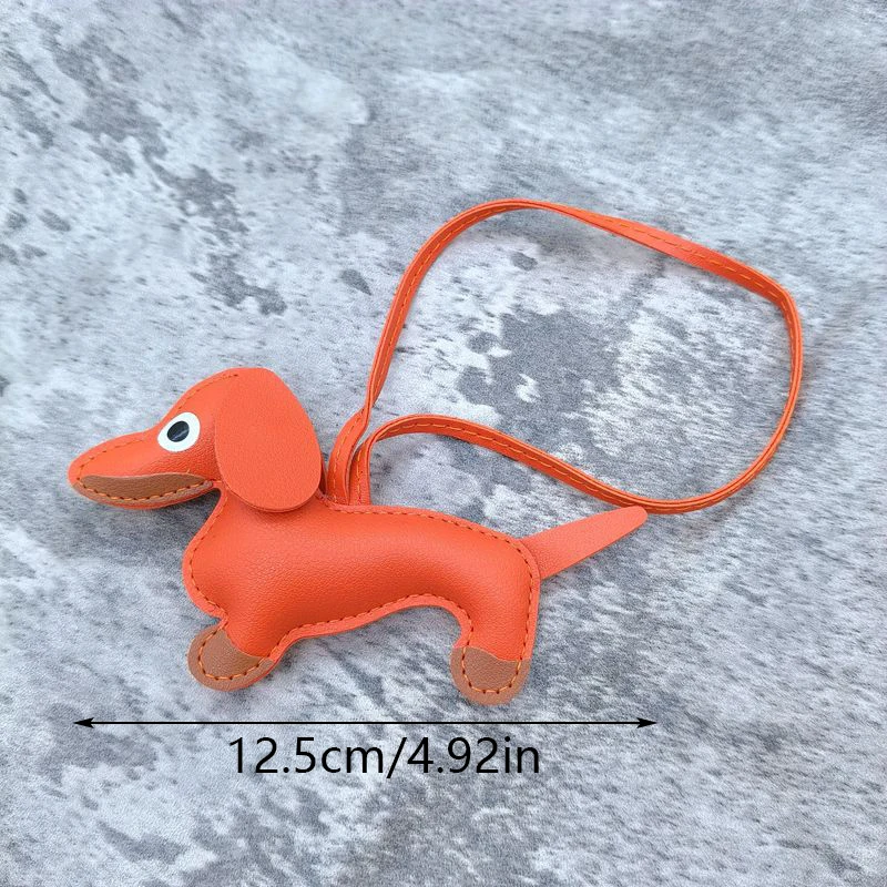 Klassieke Schattige Leren Puppy Hond Sleutelhanger Mooie Teckel Tas Charm Telefoon Hanger Snuisterij Sleutelhanger