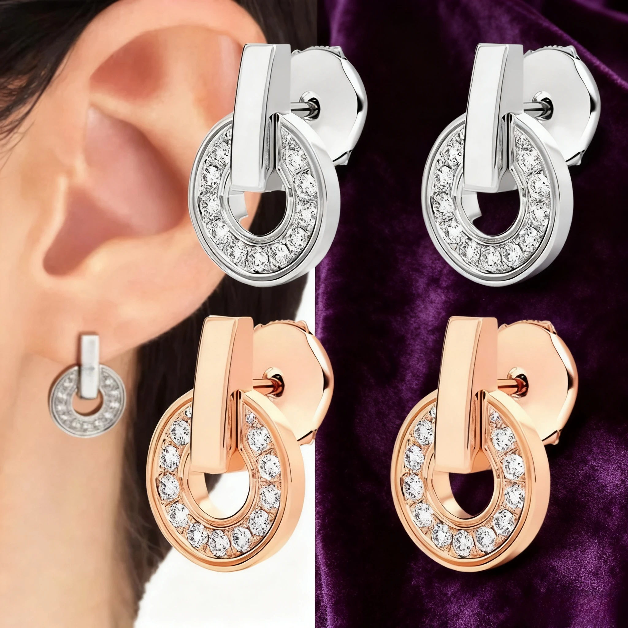 

2025 Trendy Jewelry needle earrings for women, exquisite micro inlaid simple temperament earrings