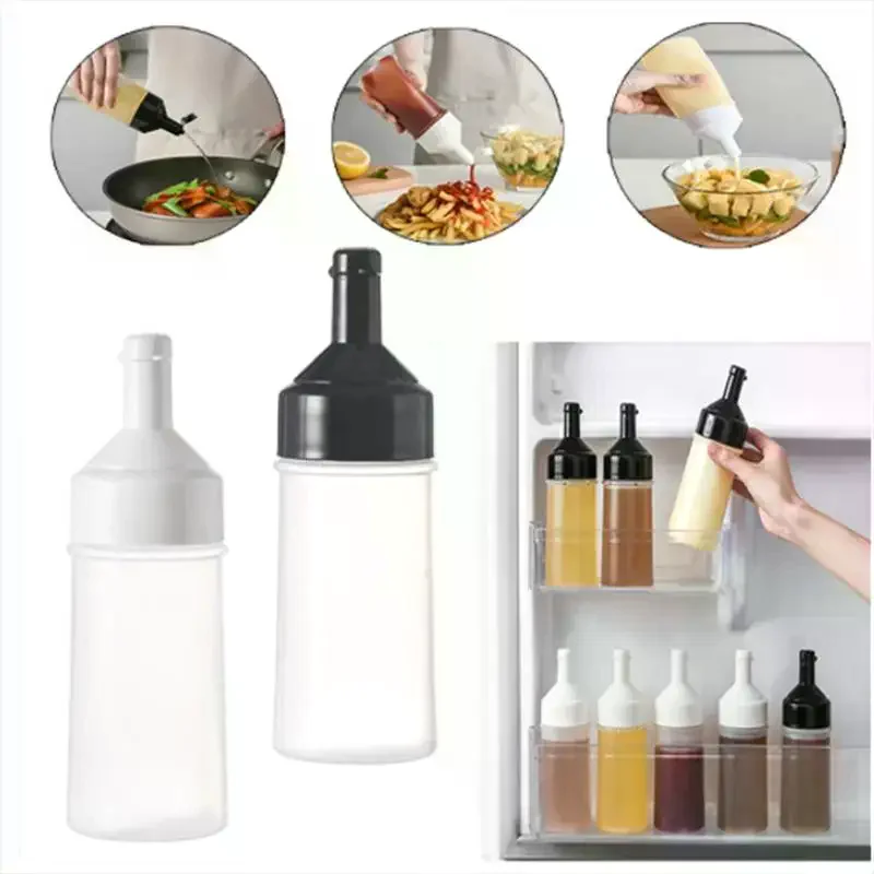 250Ml Kitchen Squeeze Seasoning Bottle With Rack Leak-Proof Condiment Empty Bottles