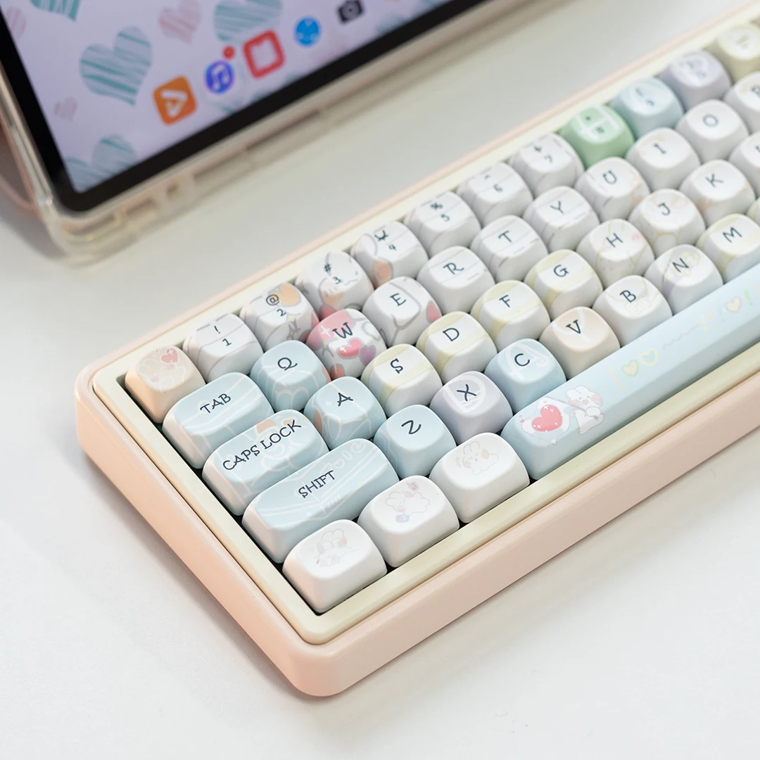 ชุดรูปแบบแบบสร้างสรรค์ PBT keycap MOA โปรไฟล์ห้าด้านการระเหิดสำหรับแป้นพิมพ์เชิงกลหมวกกุญแจน่ารักสำหรับเด็กผู้หญิง