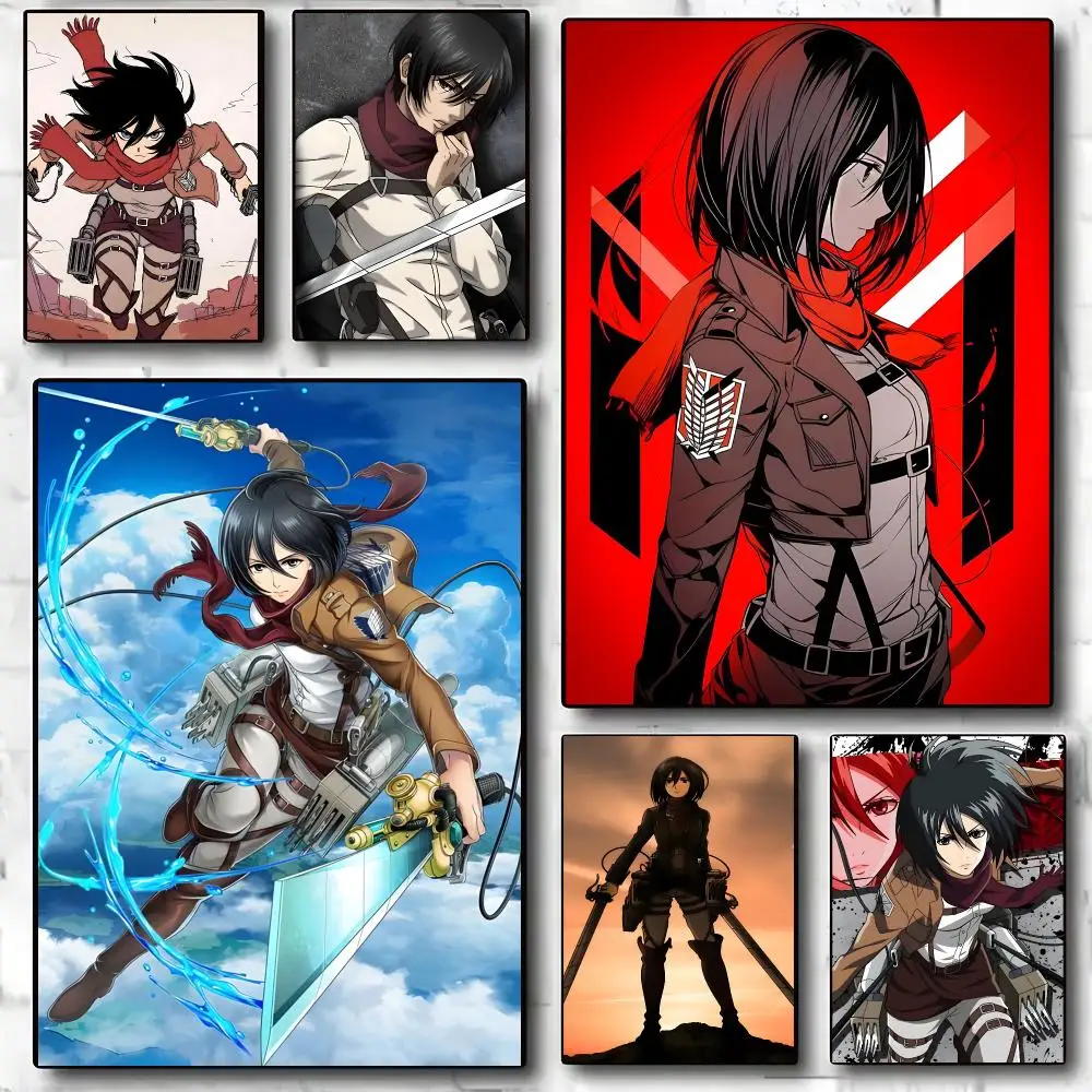 Mikasa Ackerman Anime Video Game Poster Decorative Wall Art Stickers Mural For Home Living Room Hallway Decor Gift