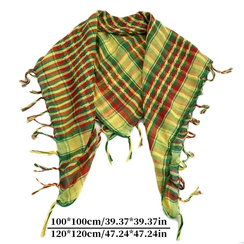 Windproof Middle East Muslim Scarf Neck Warmer Sandproof Arabic Square Scarf Thickened Red Yellow Green Headscarf Outdoor Sports view 6
