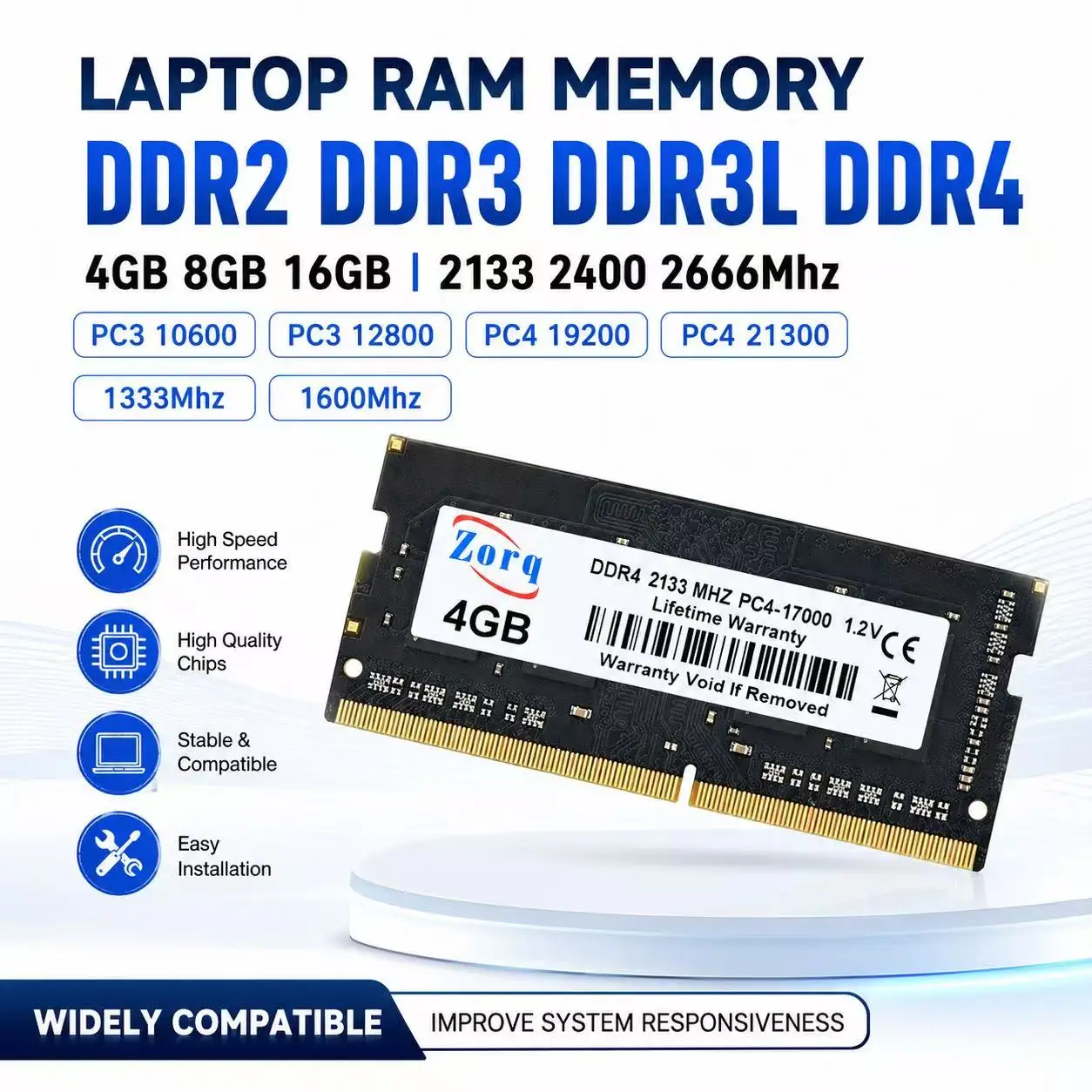 DDR2 DDR3 DDR3L DDR4 4GB 8GB 16GB 2133 2400 2666Mhz Sodimm PC3