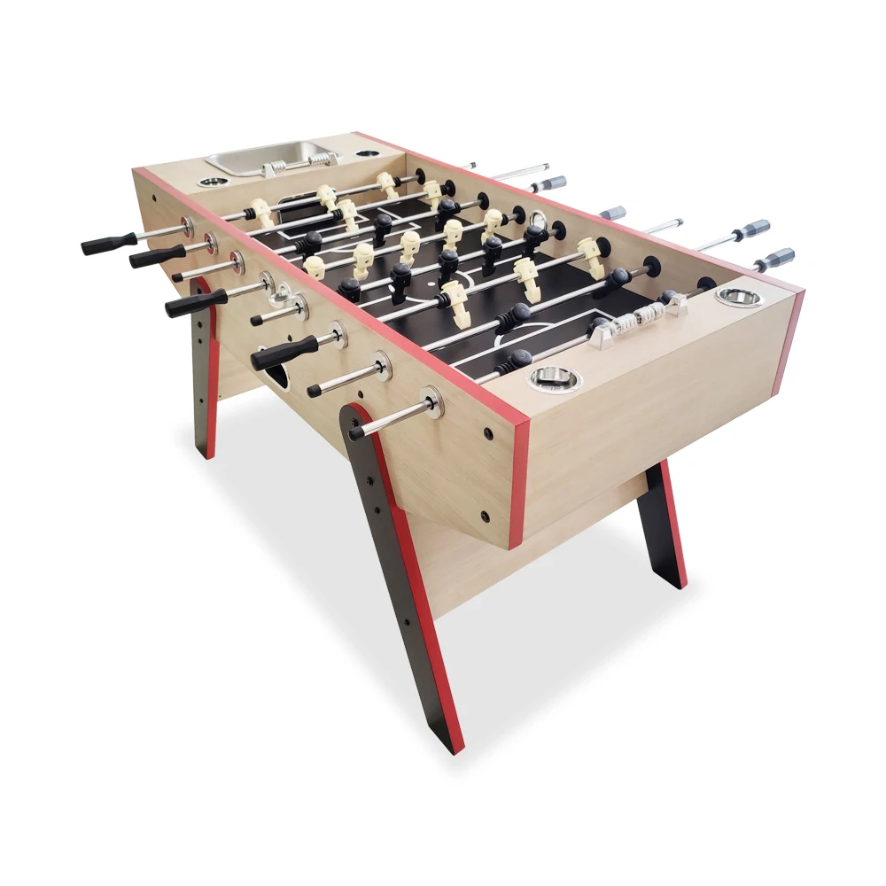 

Custom Indoor Foosball Table Baby Foot 5FT Soccer Table With Stainless Basin Cola Cups for Entertainment