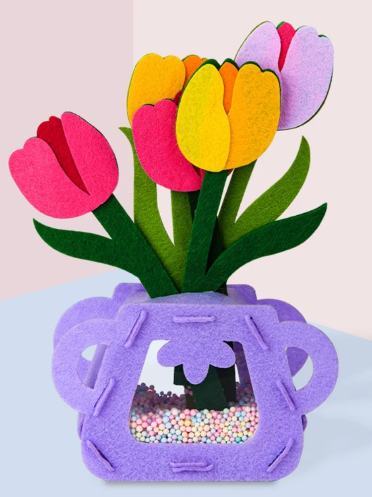 Jouets de fleurs à faire soi-même, artisanat d'art Montessori, artisanat Non tissé, pot de fleurs, jouets pour enfants, cadeau éducatif préscolaire