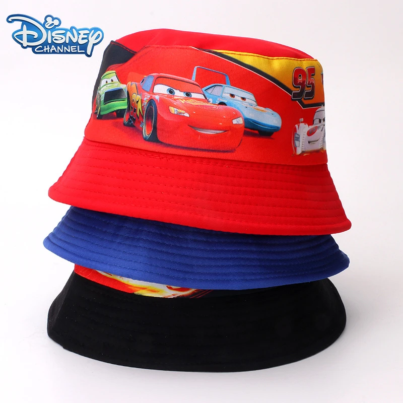 Disney Classic Cartoon Character Cars Lightning Mcqueen Kawaii Cosplay Children\'S Hat Boy Car Fisherman Hat Sun Hat 3-8 Years