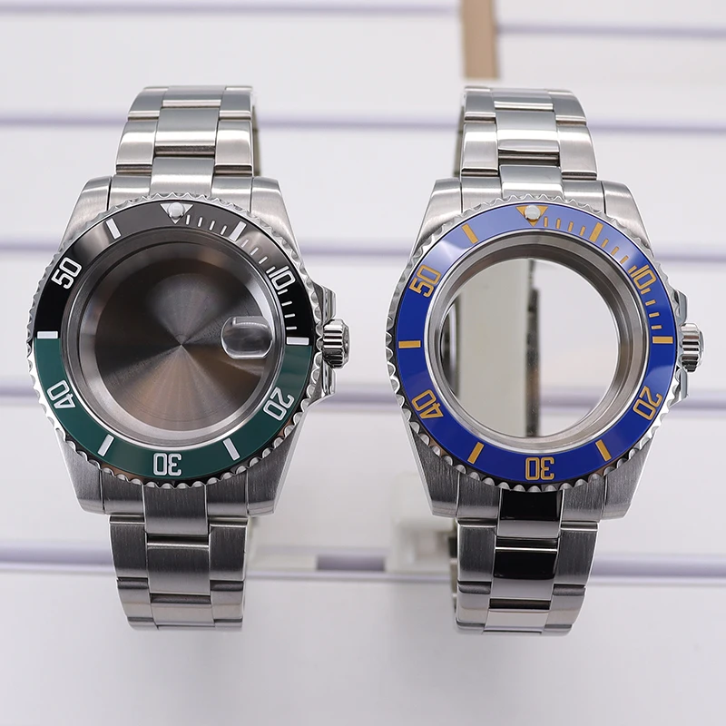 Silver 40MM NH35 Case Stainless steel Sapphire glas For NH35 NH36 4R36 8215 2824 Movement 28.5mm dial gmt Submariner Watch Parts