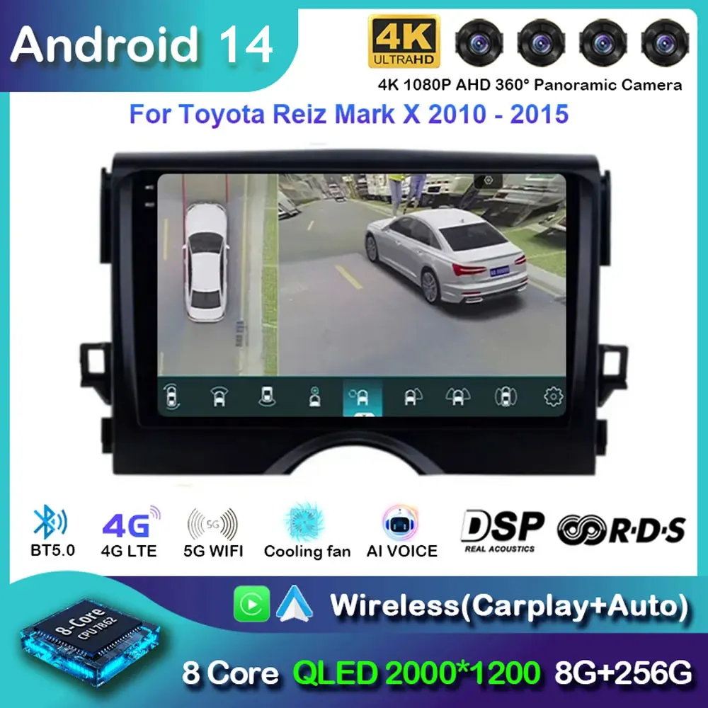 

Android 14 для TOYOTA REIZ Mark X 2010 2011 2012 2013 2014 2015 Автомобильный радиоприемник с авто стерео MP5 плеер головное устройство GPS NAVI 9 дюймов