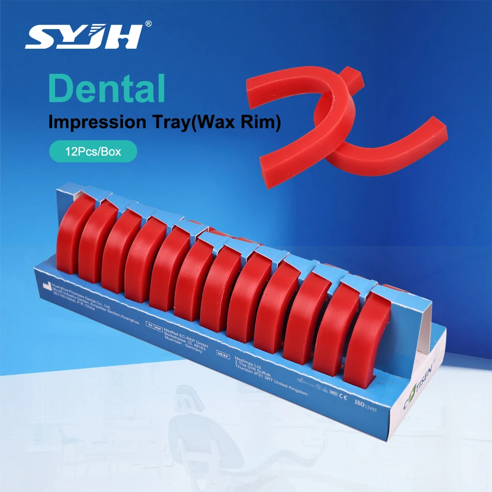 

SYJH 12Pcs/Box Dental Base Plate Wax Dentistry Lab U Shape Rim Denture Casting Bite Block Occlusal Rim Model Base Plate Wax