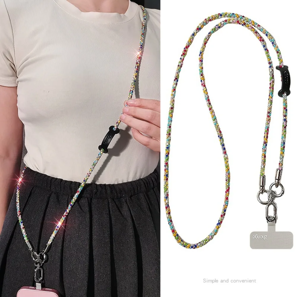 

Hanging Cord Glitter Rhinestone Phone Lanyard Long Style Crossbody Chain Mobile Phone Rope Luxury Anti Loss Mobile Phone Chain