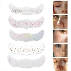 1pc Golden Silver Laser Glitter Freckles Tattoo Stickers for Women Waterproof Metallic Fake Freckles for Face Makeup Party