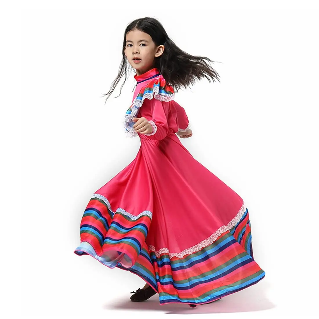 فستان بناتي مكسيكي تقليدي على الطراز الوطني فستان الأميرة الفاخر للهالوين كرنفال أزياء حفلات أعياد الميلاد