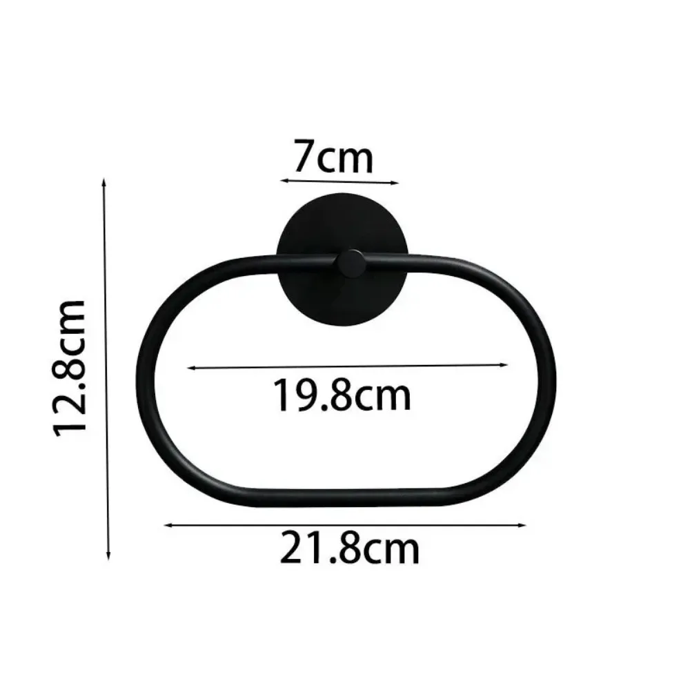 

SUS 304 Stainless Steel Hand Towel Rail Rack Wall Mounted Towel Hanger Black Towel Holder Self Adhesive Towel Ring for Bathroom