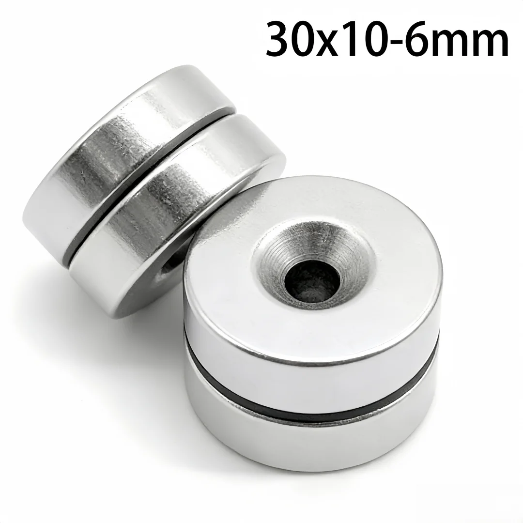 30x10-6mm Strong Round Magnets 30*10 mm Hole 6mm Powerful Magnet 30mmx10mm-6mm For Home Refrigerators, Offices DIY 30*10-6mm