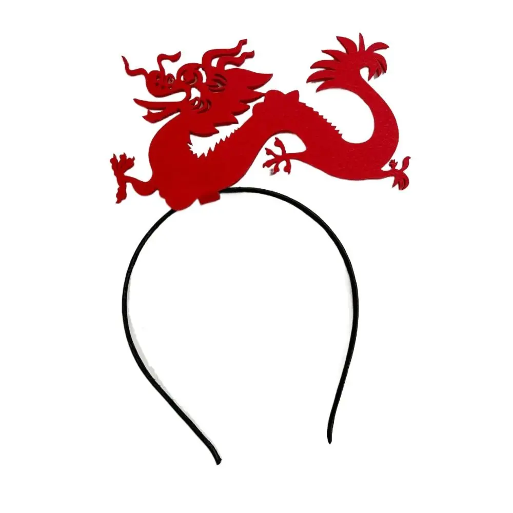 

Red Hairband 2024 Happy New Year Headband Cartoon Chinese Style Dragon Headband New Year Mascot Child Headwear New Year Hairband
