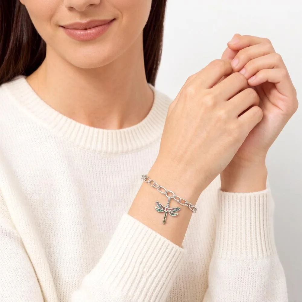 Bransoletka z wisiorkiem ważka, Europa 925 Sterling Silver Prezent dla kobiet Lato Brand New Bohemia Link Chain Jewelry — zdjęcie 3