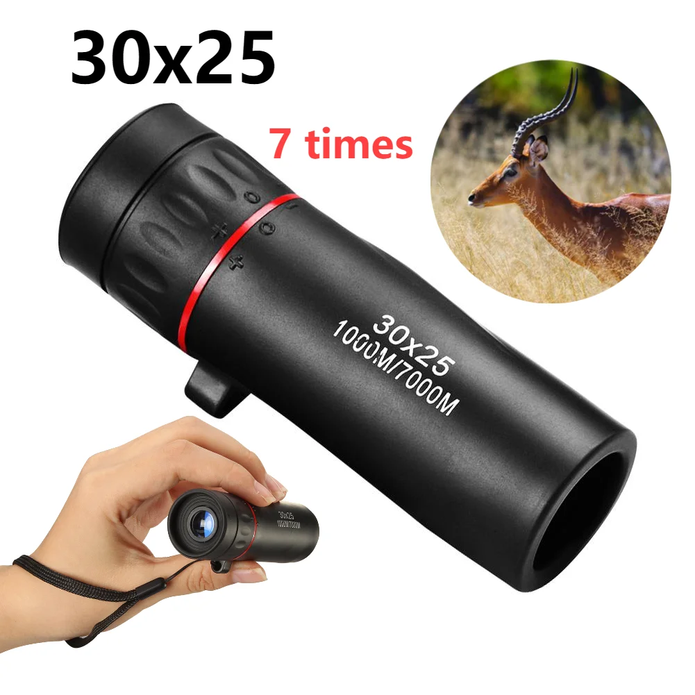 7X HD 30x25 Monocular Telescope Scope Monocular Telescope Waterproof Mini Portable Zoom for Travel Hunting Hiking