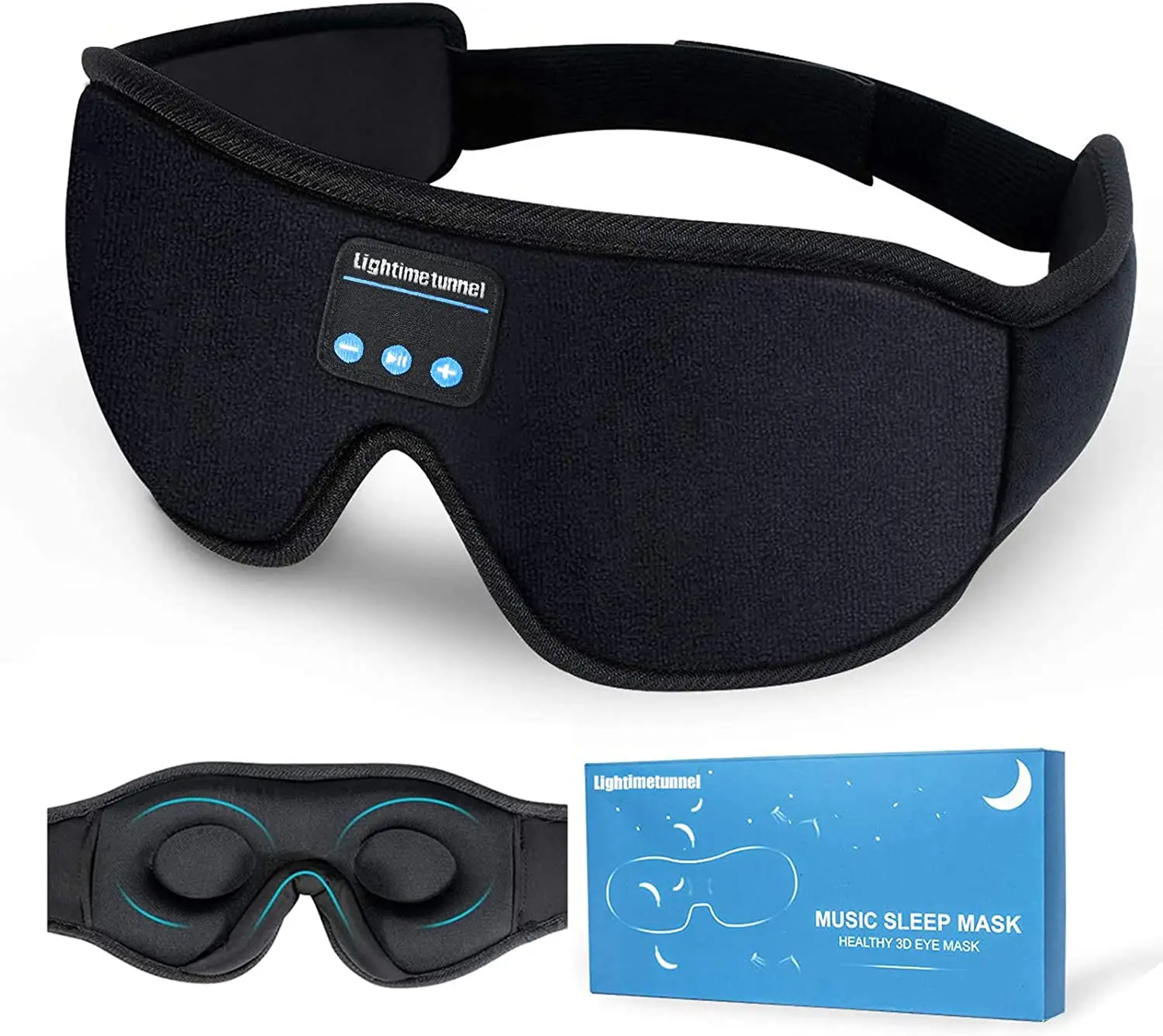 Sleep Headphones Bluetooth 5.0 Wireless 3D Washable Eye Mask With Adjustable Ultra Thin Stereo Speakers Microphone Hands Free