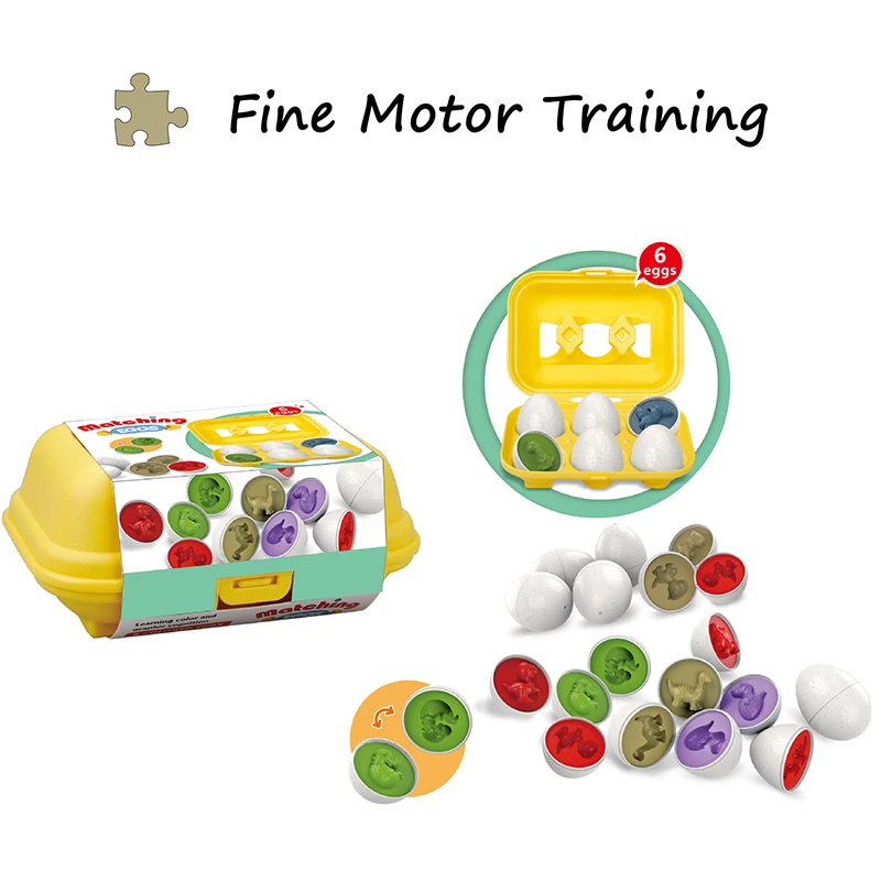 Juguetes sensoriales Montessori para bebé, forma de huevos de tráfico de Color, juegos a juego, Juguetes Educativos de aprendizaje para niños, ayudas para la enseñanza preescolar