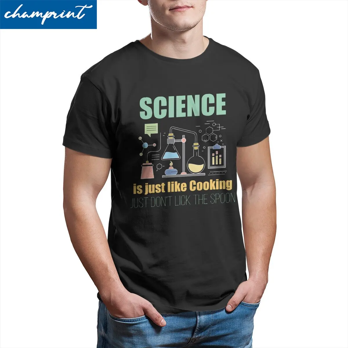 Science Is Just Like Cooking  T Shirts Men's  Cotton Creative T-Shirts Chemistry Scientist Tee Shirt Short Sleeve Clothing 6XL