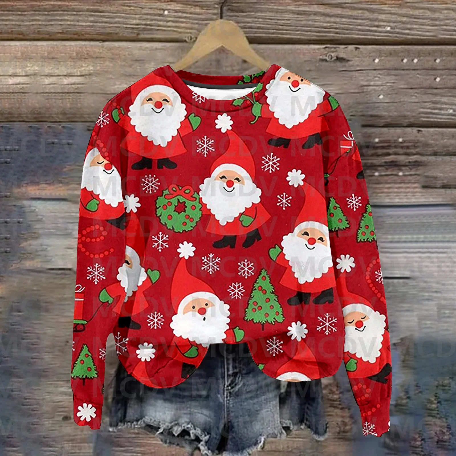 Christmas Sweaters Funny Santa Claus Print Sweatshirt 3D Printed Women Pullover