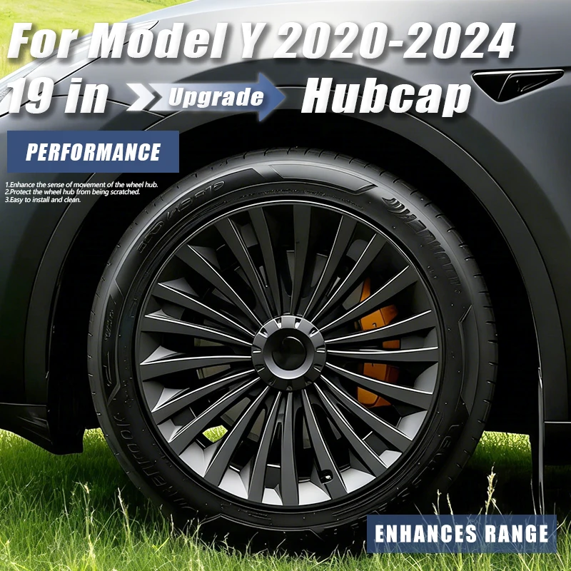

4PCS Hub Cap for Tesla Model Y 19-Inch Wheel Cap Performance Replacement Automobile Hubcap Full Rim Cover Accessories 2019-2024