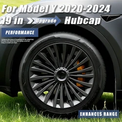 4PCS Hub Cap for Tesla Model Y 19-Inch Wheel Cap Performance Replacement Automobile Hubcap Full Rim Cover Accessories 2019-2024
