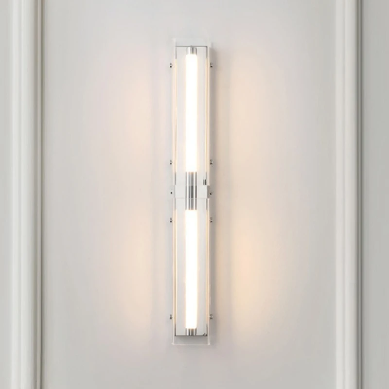 

Stainless Steel Wall Lamp Minimalist Industrial Style Wall Light Bedroom Bedside Study Mood Light Tricolor Electroplating Lights