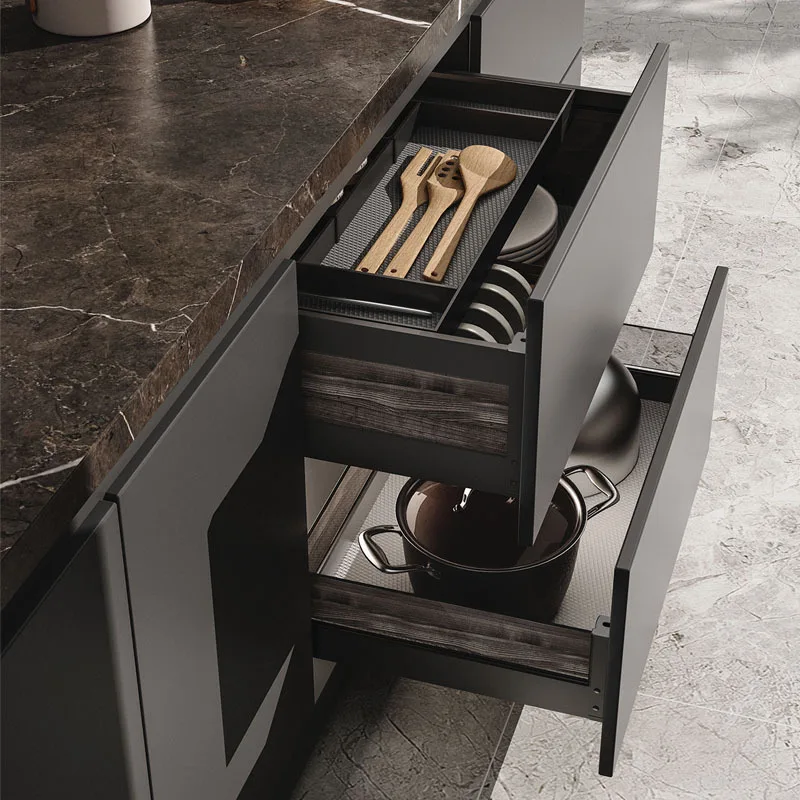 Space aluminum plate basket, new cabinet aluminum alloy drawer type pots and pans, dishes basket, kitchen cabinet basket