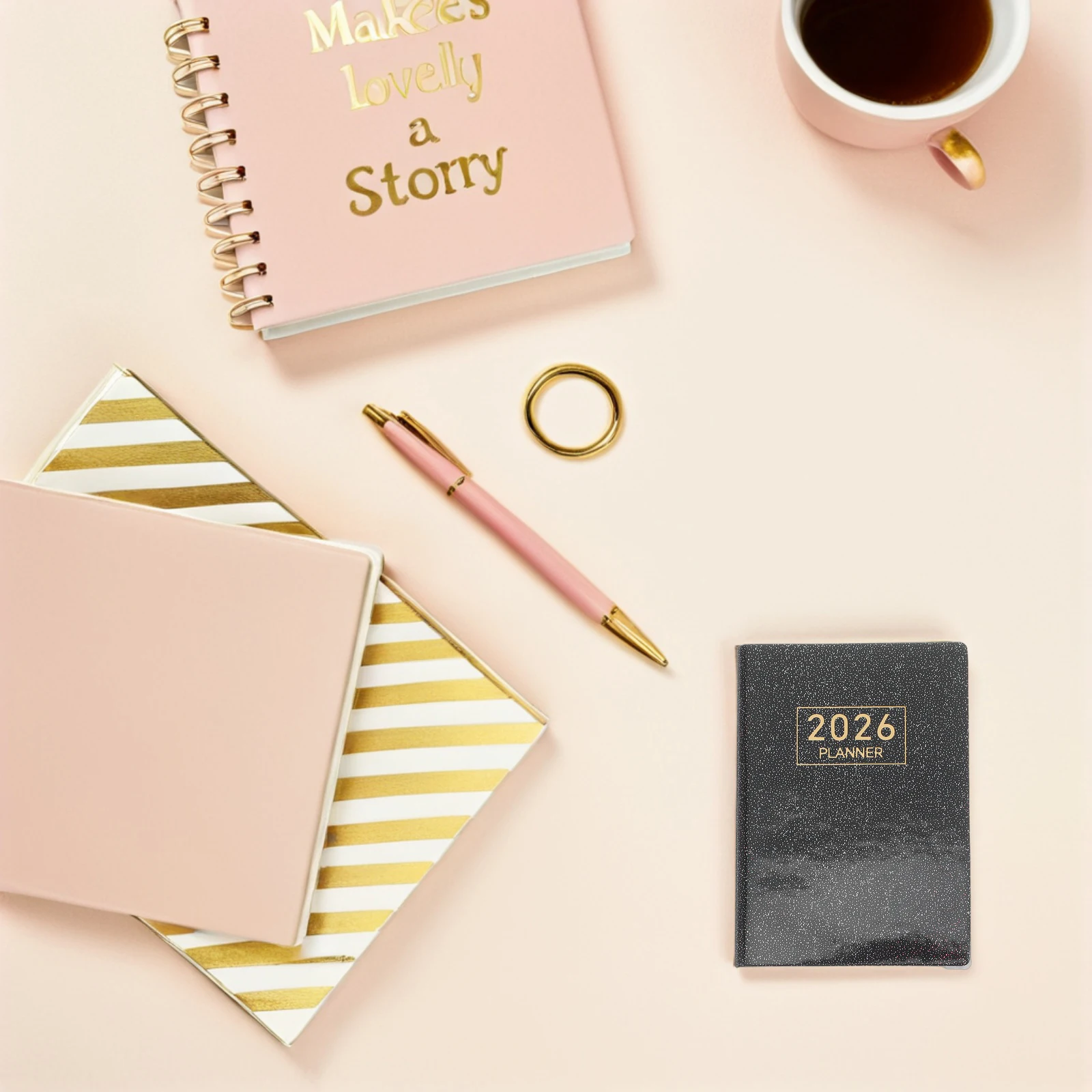 

A7 Size 2026 Mini Calendar Notebook Compact Monthly Planner Portable Daily Schedule Book Thick Paper Smooth Pu Cover Sturdy