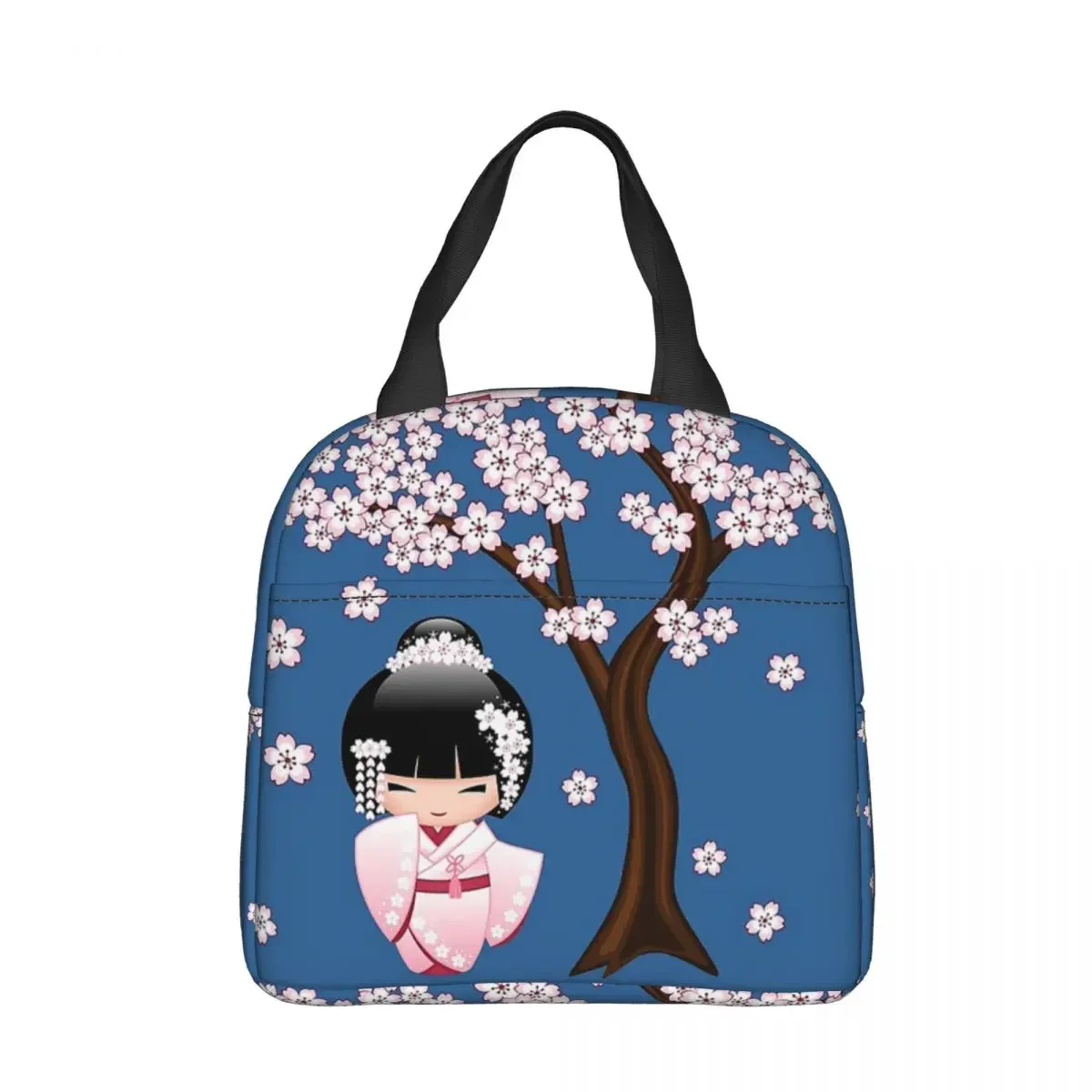 Japanese Bride Kokeshi Doll Insulated Lunch Bags Leakproof Lunch Container Cooler Bag Tote Lunch Box Beach Picnic Men Women