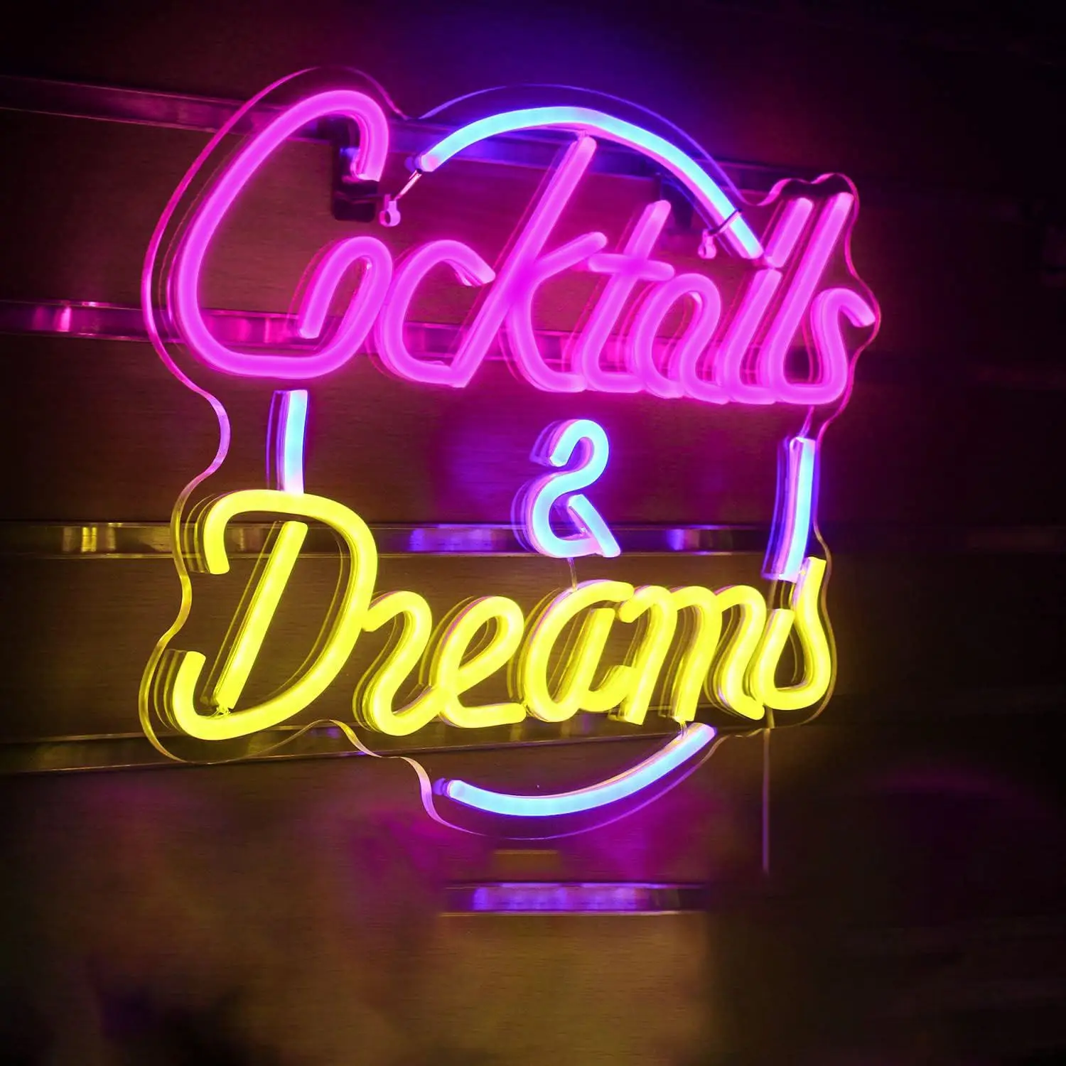 

Светодиодная неоновая вывеска Cocktail&dreams с USB-питанием и регулировкой яркости для игровой комнаты, спальни, бара, гостиной, подарок на день рождения, декор для стен