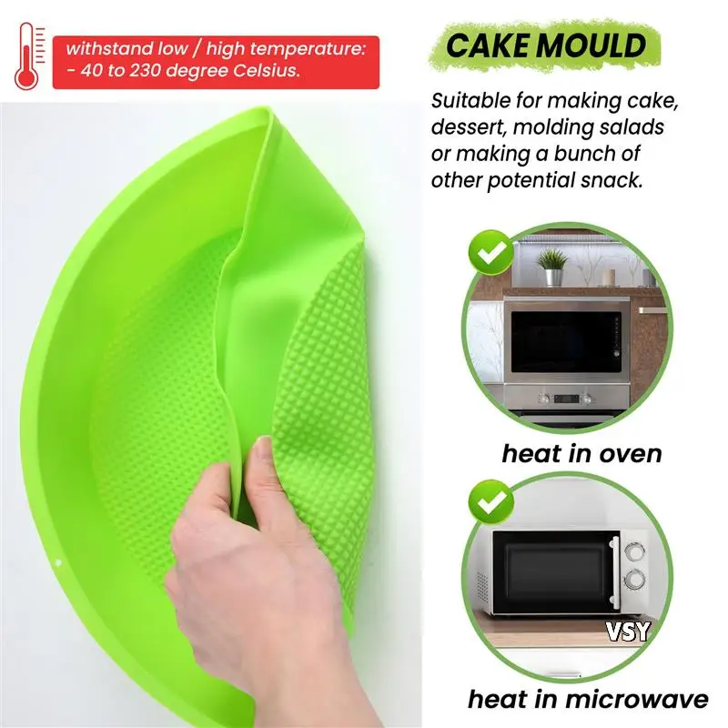 Silicone Mould Bakeware 26Cm/10Inch Round Cake Form Baking Pan Blue And Green Colors Are Random