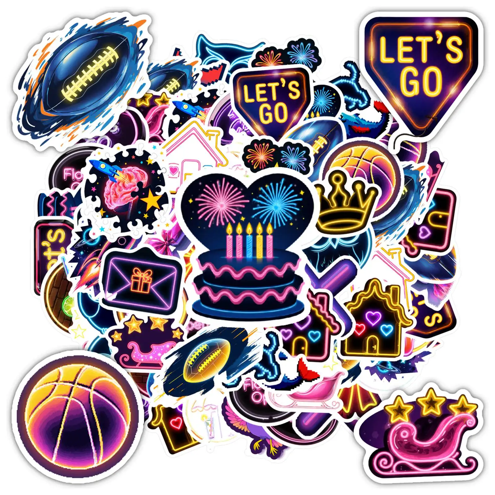 

35 шт. футуристические космические наклейки красочные неоновые наклейки забавные наклейки для ноутбука, багажа, скрапбукинга, дневника