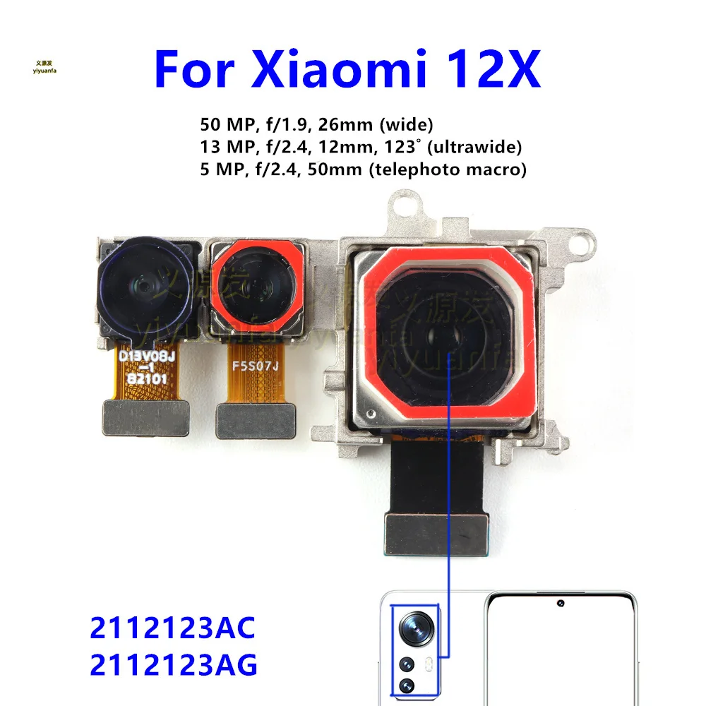 Rear Back Camera For Xiaomi Mi 12 Lite 12 Pro 12Lite 12Pro 12X Backside Camera Module Replacement Parts