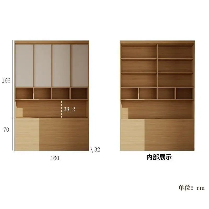 Full wall bookcase integrated whole wall living room solid wood card seat sofa multi-function