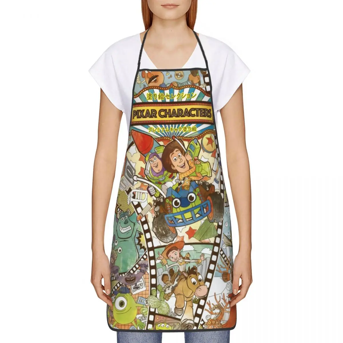 Custom Unisex Toy Story Nemo Monsters Bib Apron Adult Women Men Chef Tablier Cuisine for Cooking Kitchen Cartoon Baking