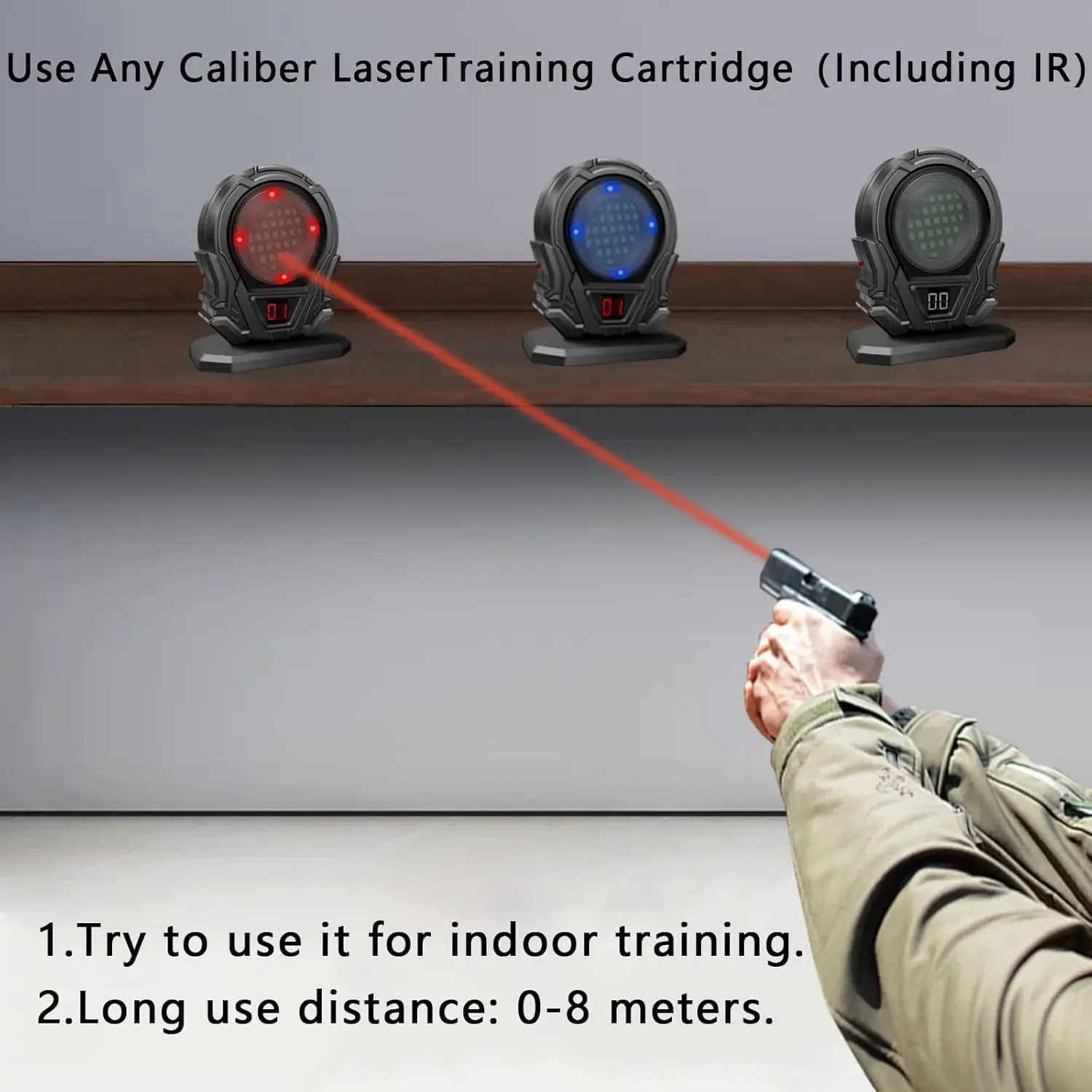 

Лазерная тренировочная мишень J5 с инфракрасной индукцией, электронным подсчетом очков, цветовой индикацией и звуковыми сигналами для отработки стрельбы