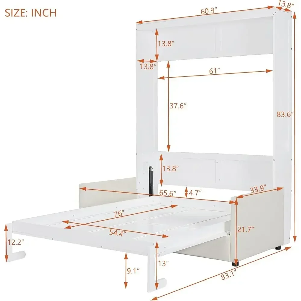 Space-Saving Wall Bed with Comfortable Cushion - Perfect for Home Office, Small Spaces, and Apartments