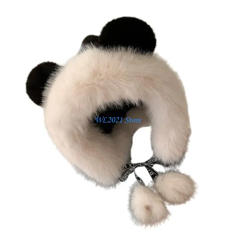 

G5GC Ear Muff Caps Plush Bear Ear Hat Ushanka Ear Protective Caps Warm Motorcycling Hat