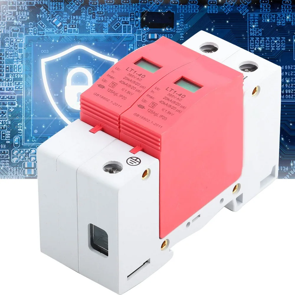 

Защита от перенапряжения 2P Устройство защиты от перенапряжения 40KA Огнестойкий телефонный громозащита Защита переменного тока Фотоэлектрические системы