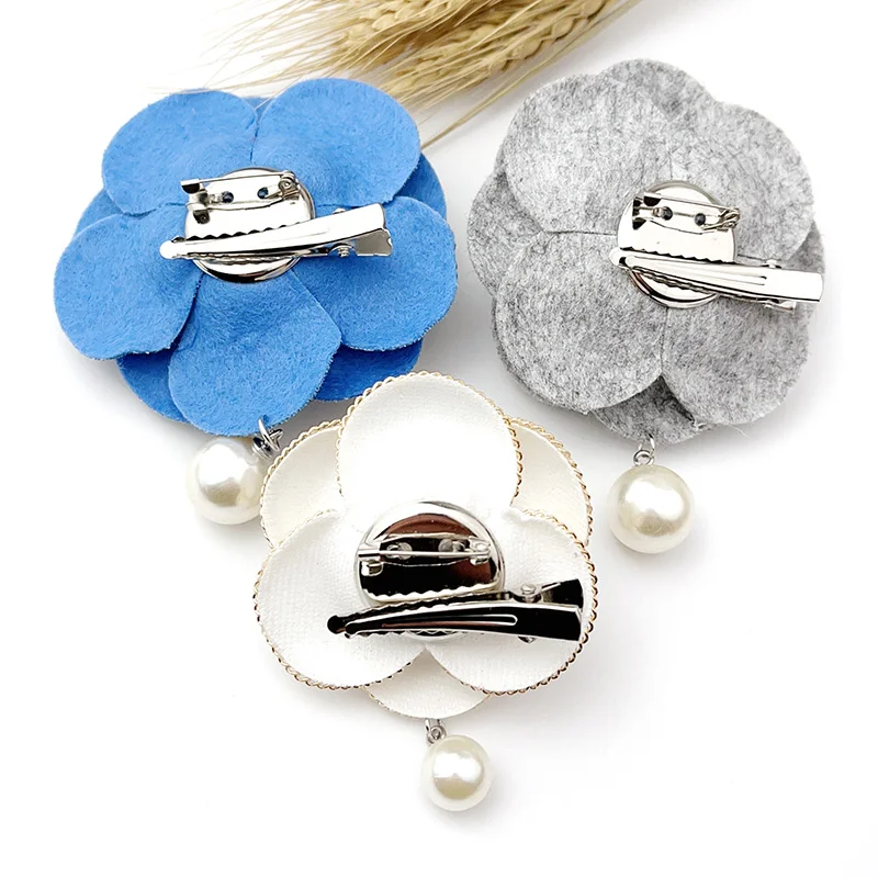 Korea Trendy Design Handmade Fabric Artificial Flower Series Brooches Camellia Pearl Pin Lady Daily Colthes Backpack Accessories