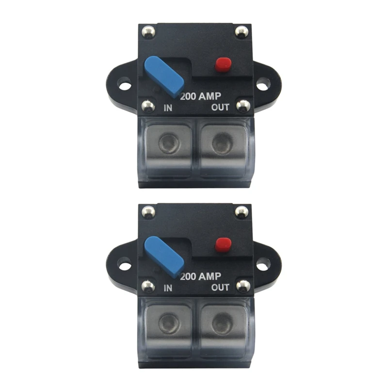 2X 12-24 Volt DC 200A Circuit Breaker Trolling Motor Auto Car Marine Stereo Audio Inline Fuse Holders Inverter