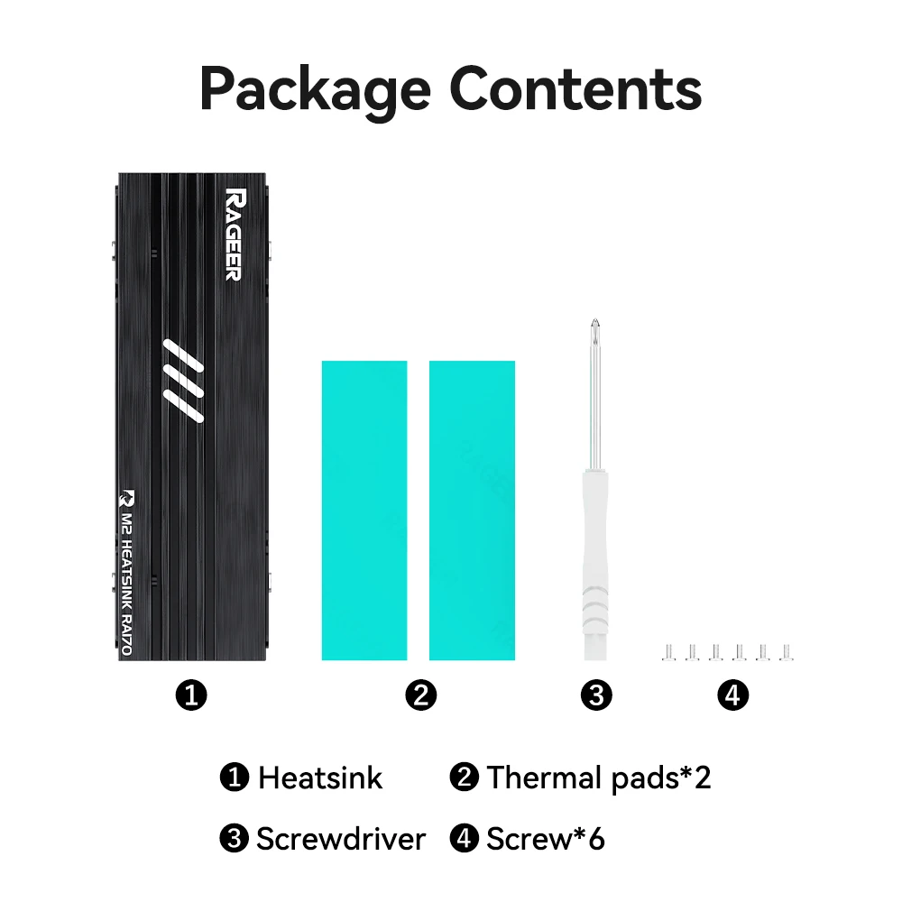 RAGEER M.2 SSD Cooler, Full Aluminum Cooler Convection Heat Sink, NVME NGFF Cooler, for NVMe/NGFF 2280 SSD for PC, PS5