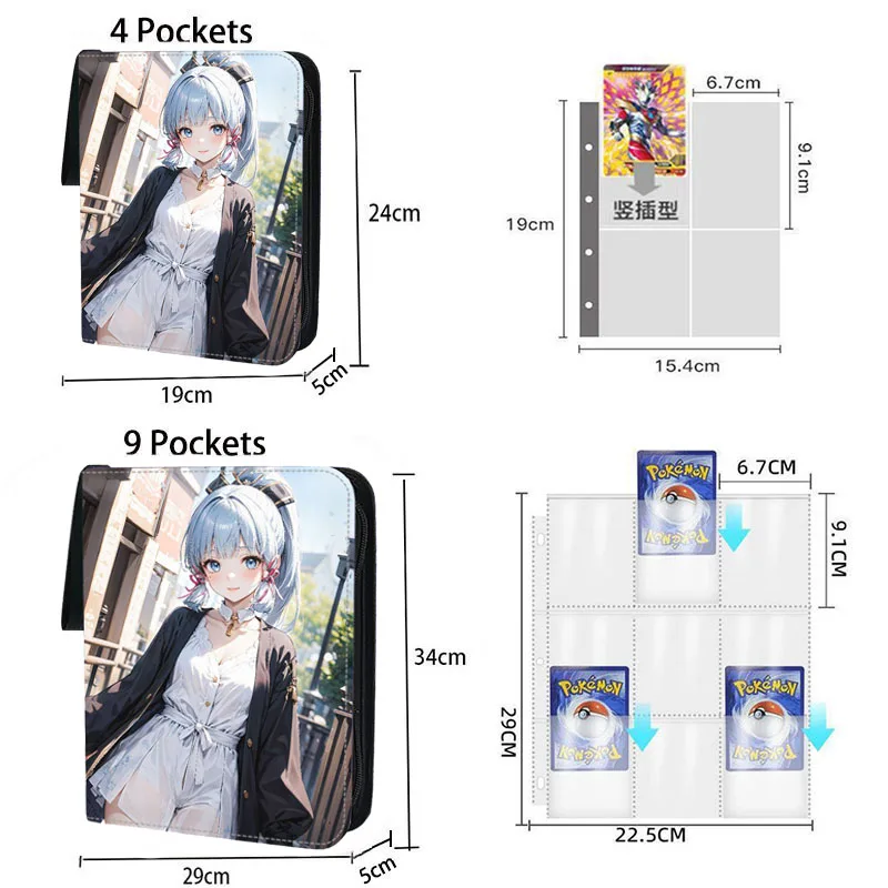 Genshin Impact Card Binder Book 9 Pocket Anime Cards Holder Album Collector with 50 inner Pages Zipper Hold Up to 900 Cards