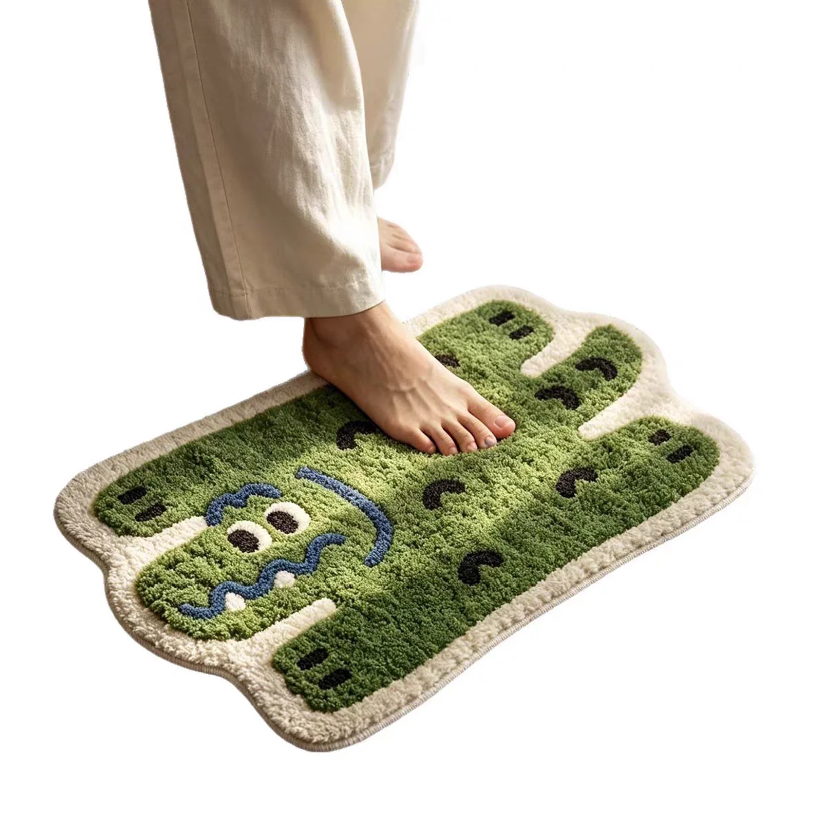 Faux Cashmere Alligator Face Bathroom Rug Waterproof Non-Slip Machine Washable Carpet for Kitchen Bathroom Door Mat