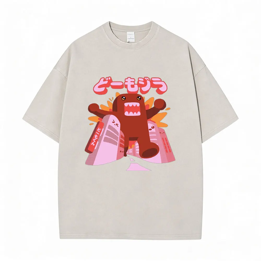

Washed Vintage Domo Kun Monster Graphic T Shirts Men's Women Cotton Casual T-Shirts O-Neck Short Sleeve Tops Oversized T-shirt